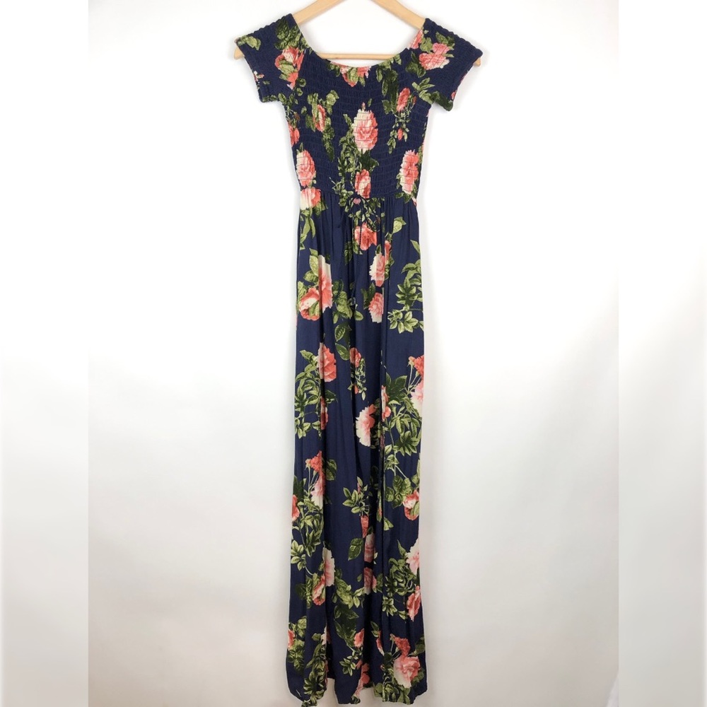 Band of Gypsies Navy Floral Maxi Dress